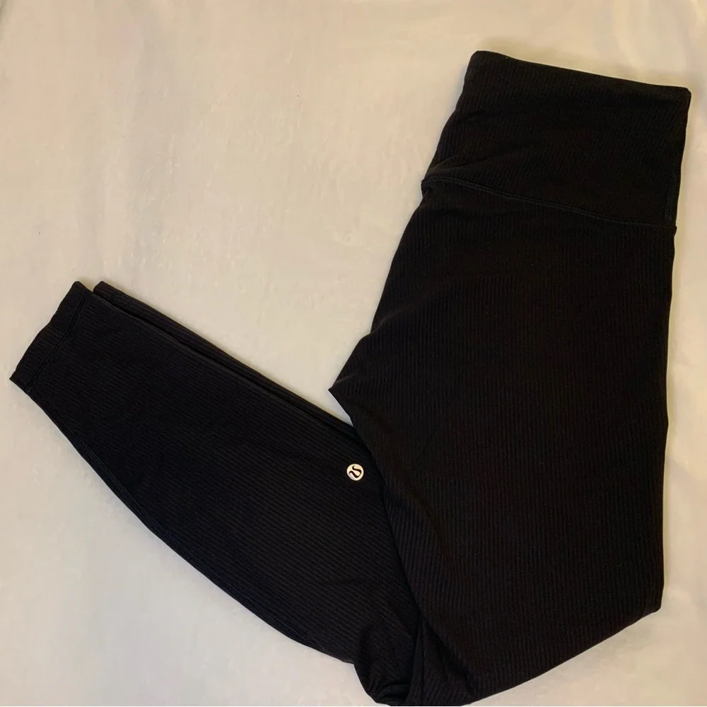 Lululemon Ribbed Wunder Train Leggings Full Length Black
